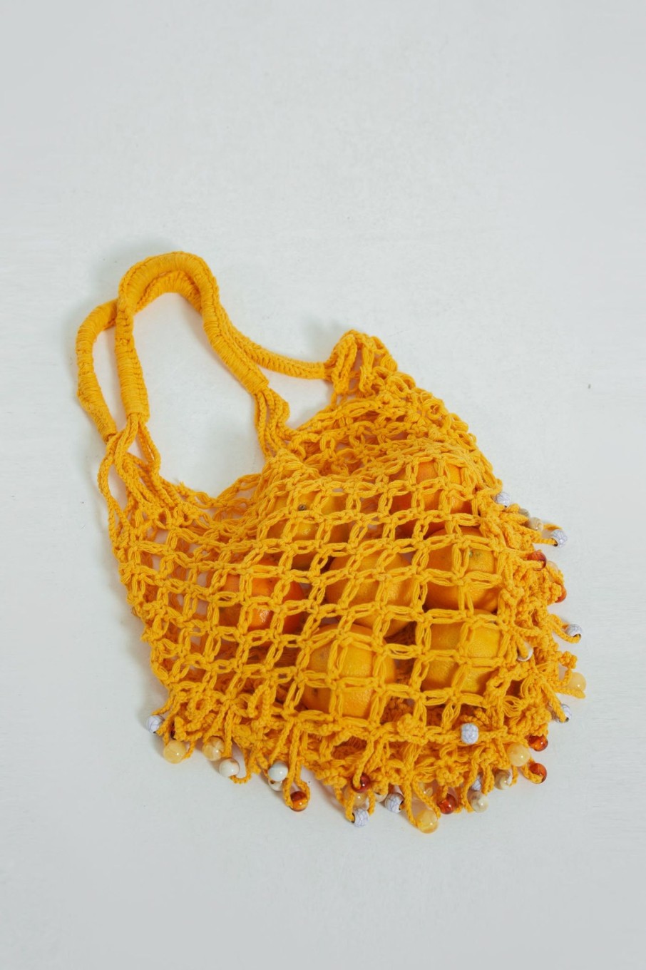 Jaded London Canary Knit Bag With Beaded Trim | All Swimwear & Beachwear