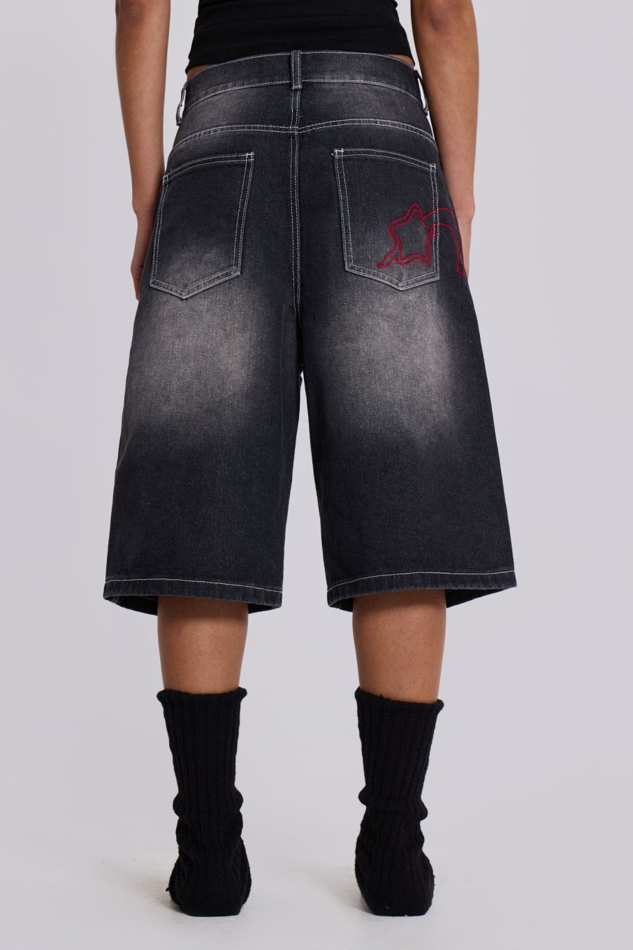 Jaded London Washed Black Jumbo Jorts | Jorts