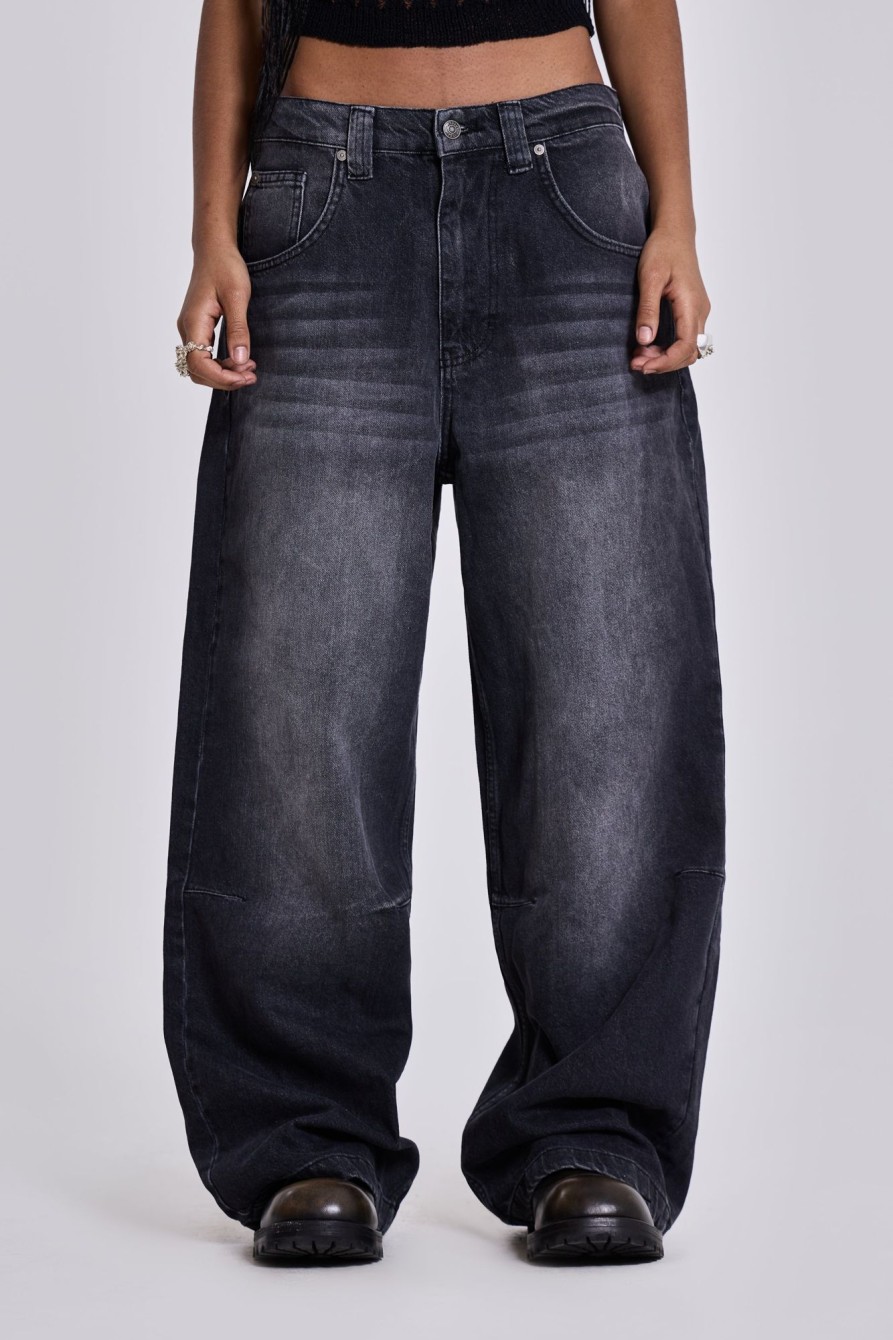 Jaded London Washed Black Colossus Jeans | Baggy Jeans