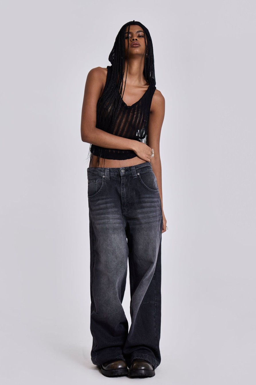 Jaded London Washed Black Colossus Jeans | Baggy Jeans