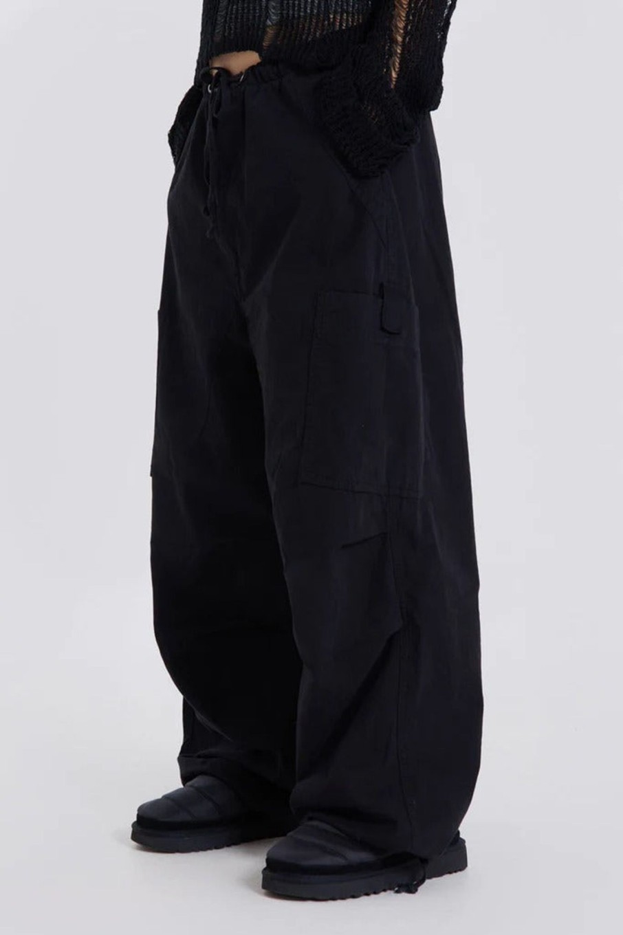 Jaded London Black Parachute Cargo Pants | Cargo Pants