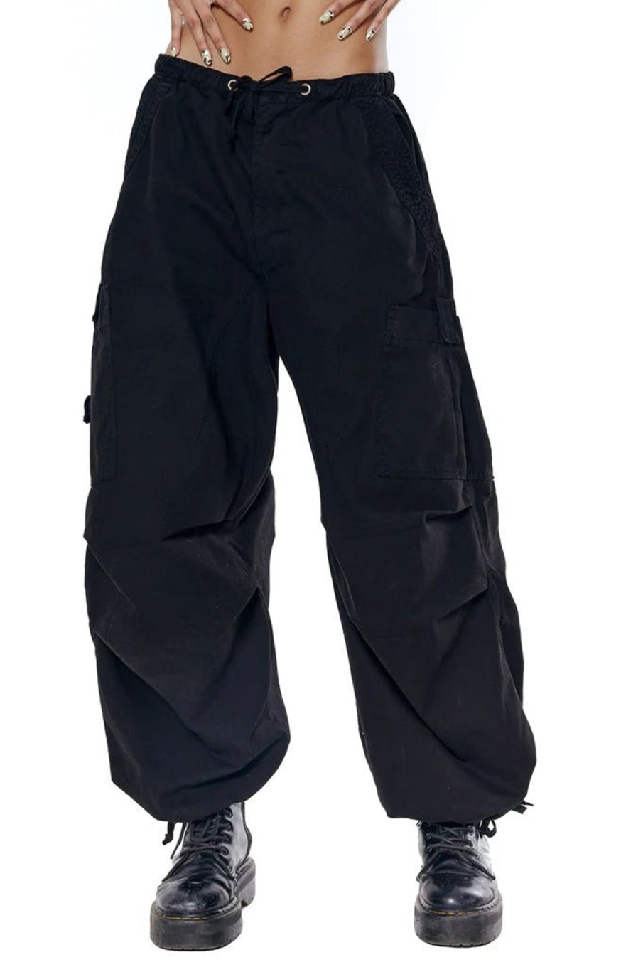 Jaded London Black Parachute Cargo Pants | Cargo Pants