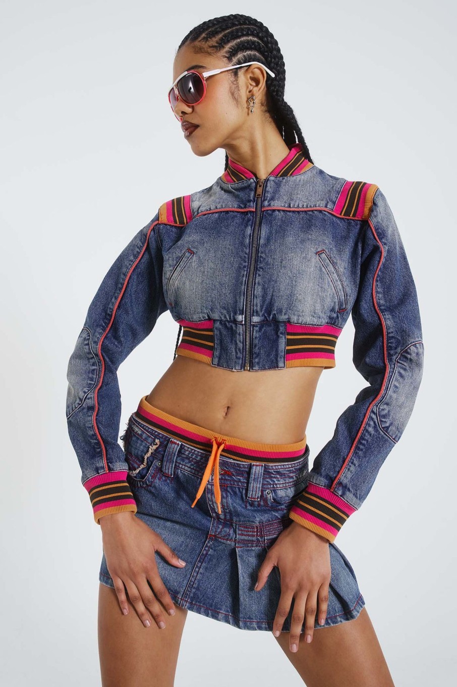 Jaded London Sherbet Cropped Denim Jacket | Outerwear