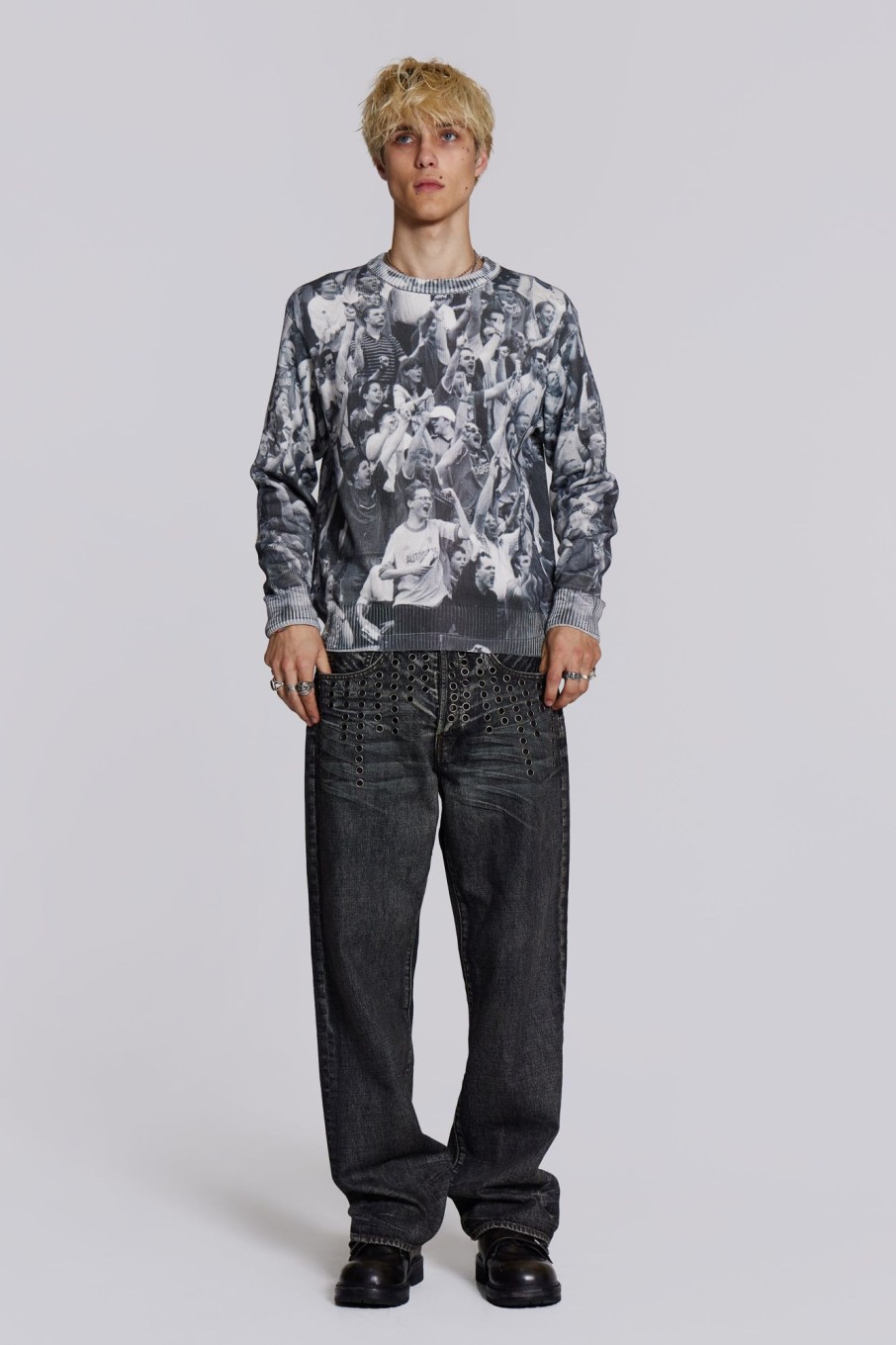 Jaded London Crowd Print Jumper | Knitwear