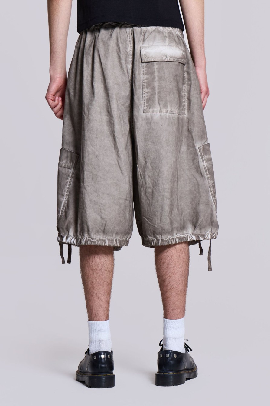 Jaded London Stone Oil Wash Parachute Shorts | Shorts & Jorts