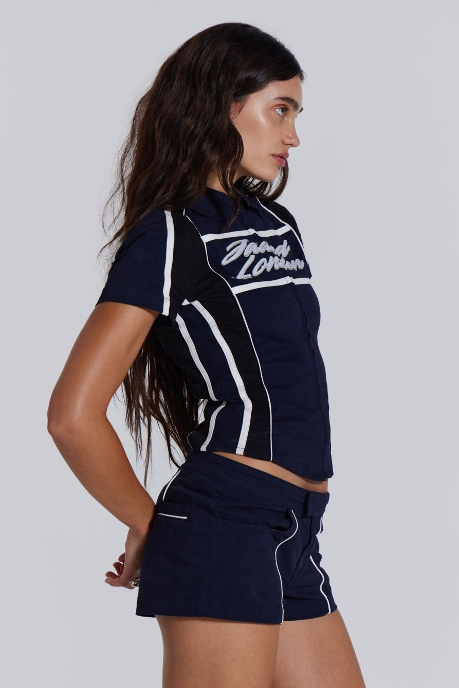 Jaded London Racer Team Shirt In Navy | Co-Ords