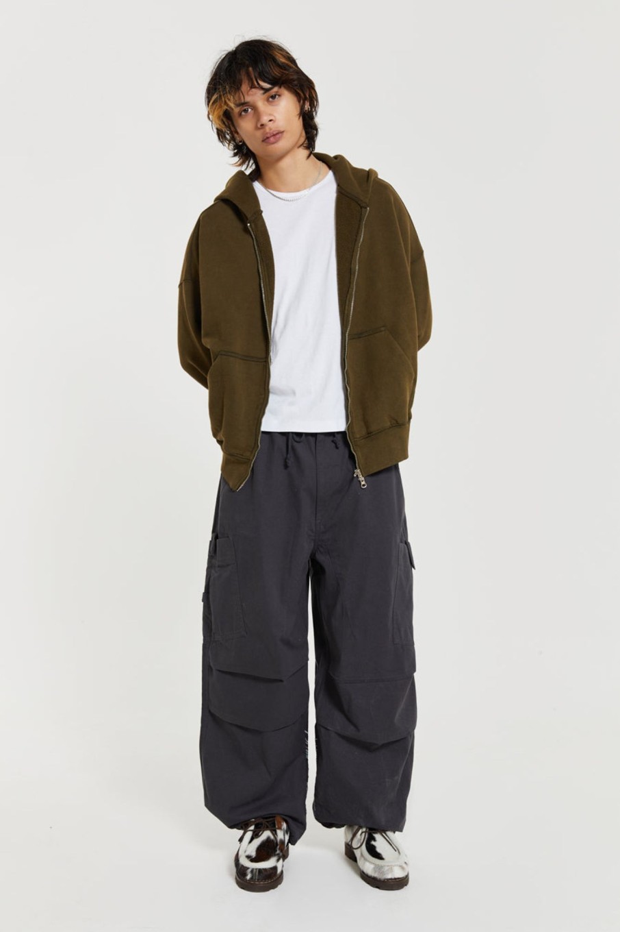 Jaded London Grey Topograph Parachute Pants | Trousers & Pants