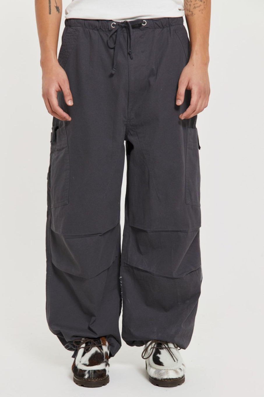 Jaded London Grey Topograph Parachute Pants | Trousers & Pants