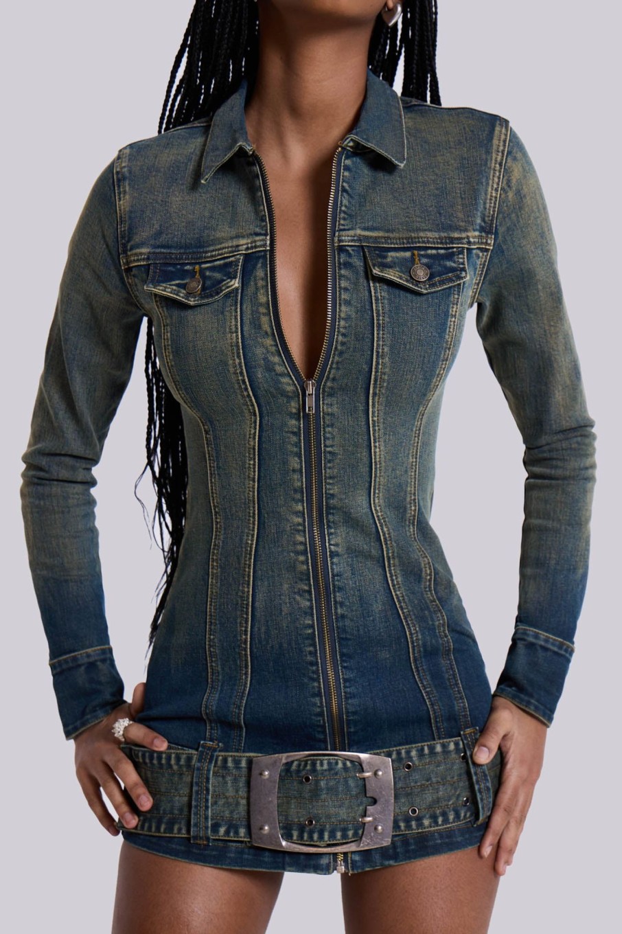 Jaded London Steel City Denim Mini Dress | Mini Dresses