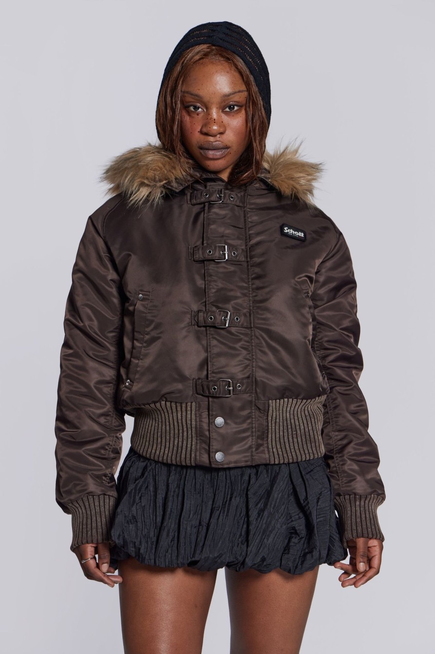 Jaded London Brown Jet Jacket | Outerwear