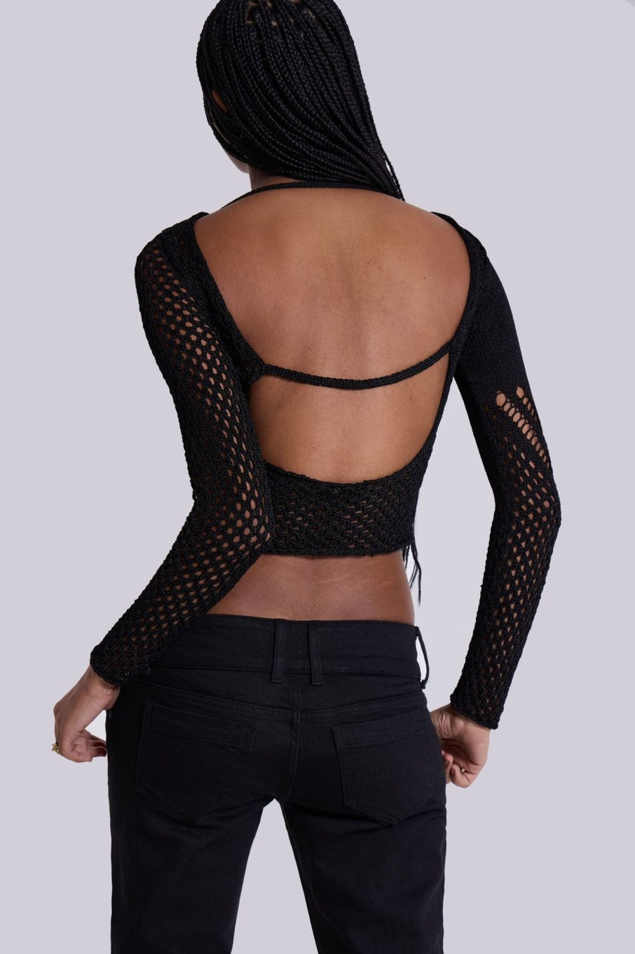 Jaded London Rave Knit Backless Top | Crop Tops