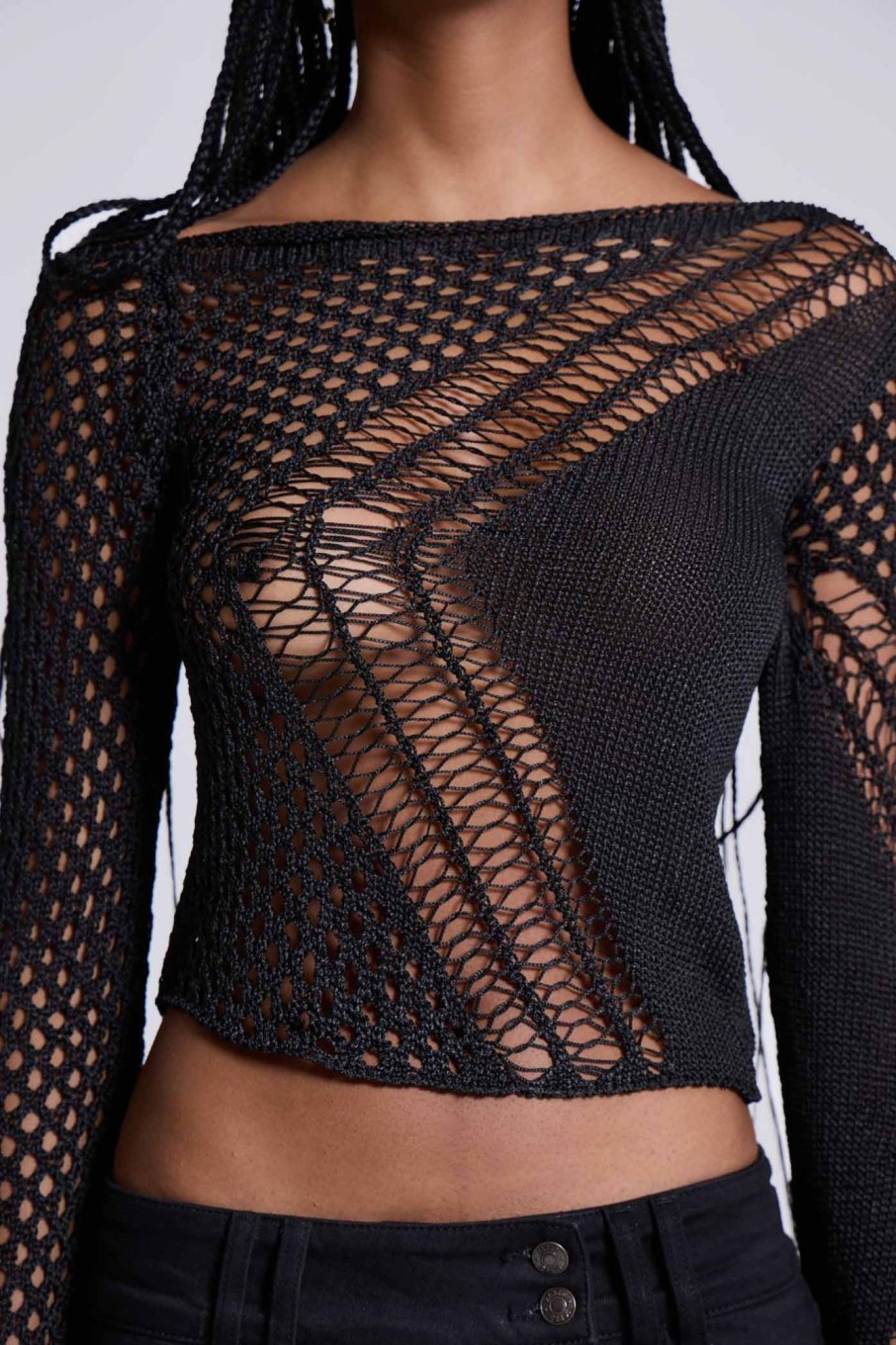 Jaded London Rave Knit Backless Top | Crop Tops