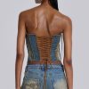 Jaded London Vega Denim Corset Top | Bandeau Tops