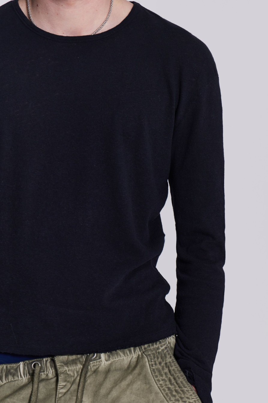 Jaded London Washed Black Long Sleeve Slub | Basics