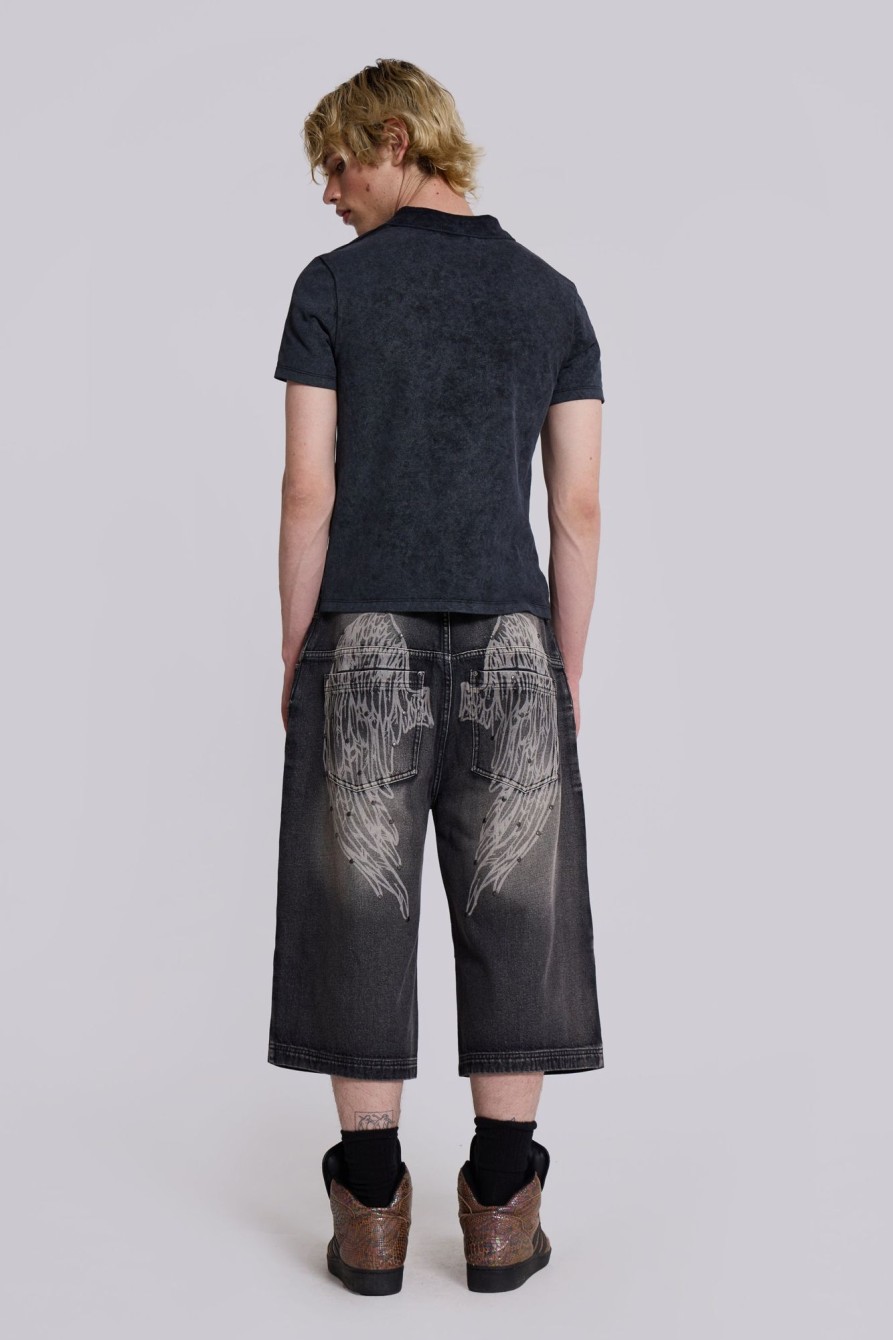 Jaded London Black Ethereal Colossus Jorts | Shorts & Jorts