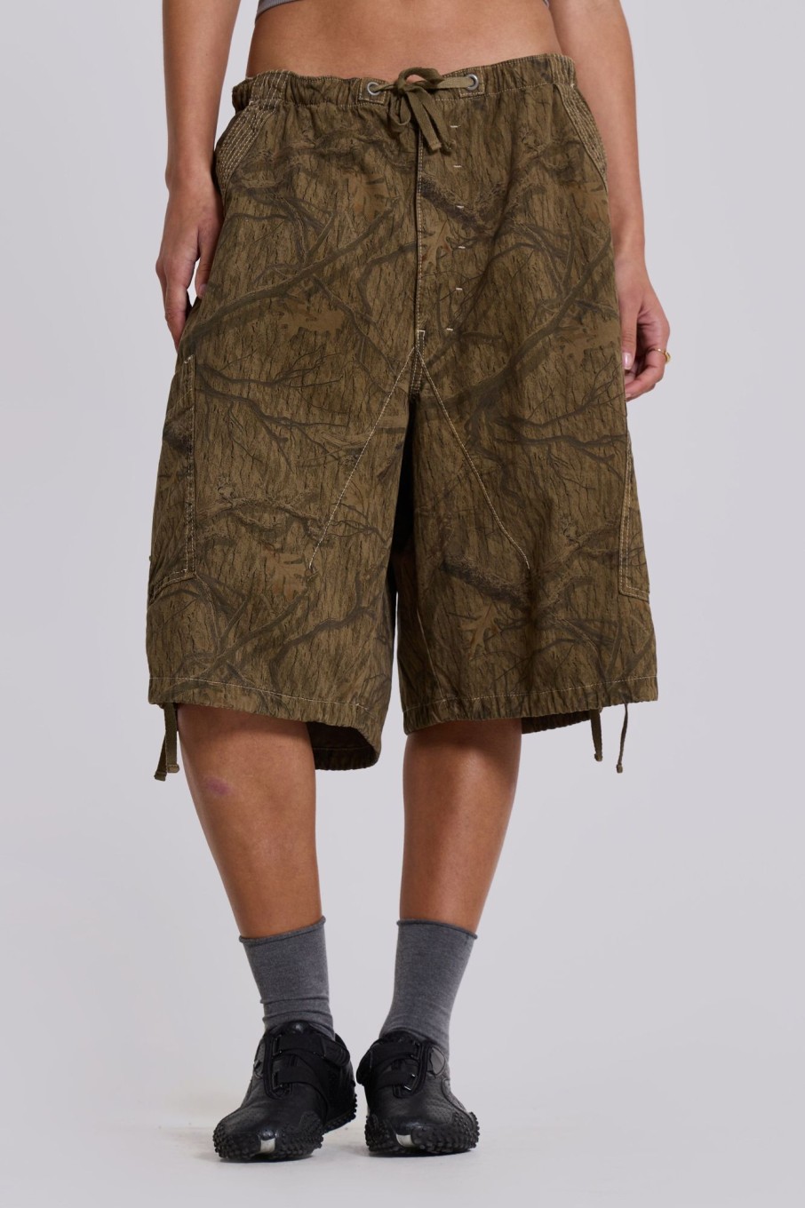 Jaded London Forest Camo Parachute Shorts | Shorts & Jorts