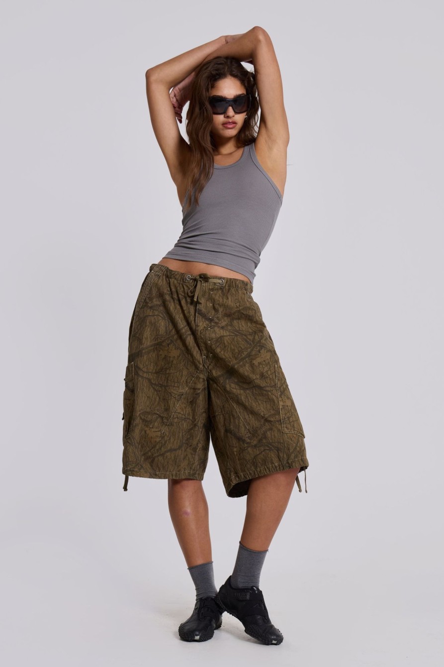 Jaded London Forest Camo Parachute Shorts | Shorts & Jorts