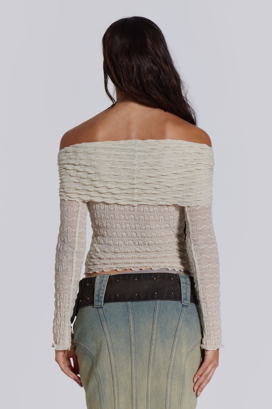 Jaded London Nyra Long Sleeve Bardot Top | Bandeau Tops