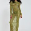 Jaded London Moss Green Metallic Umbra Maxi Dress | Beach Cover Ups