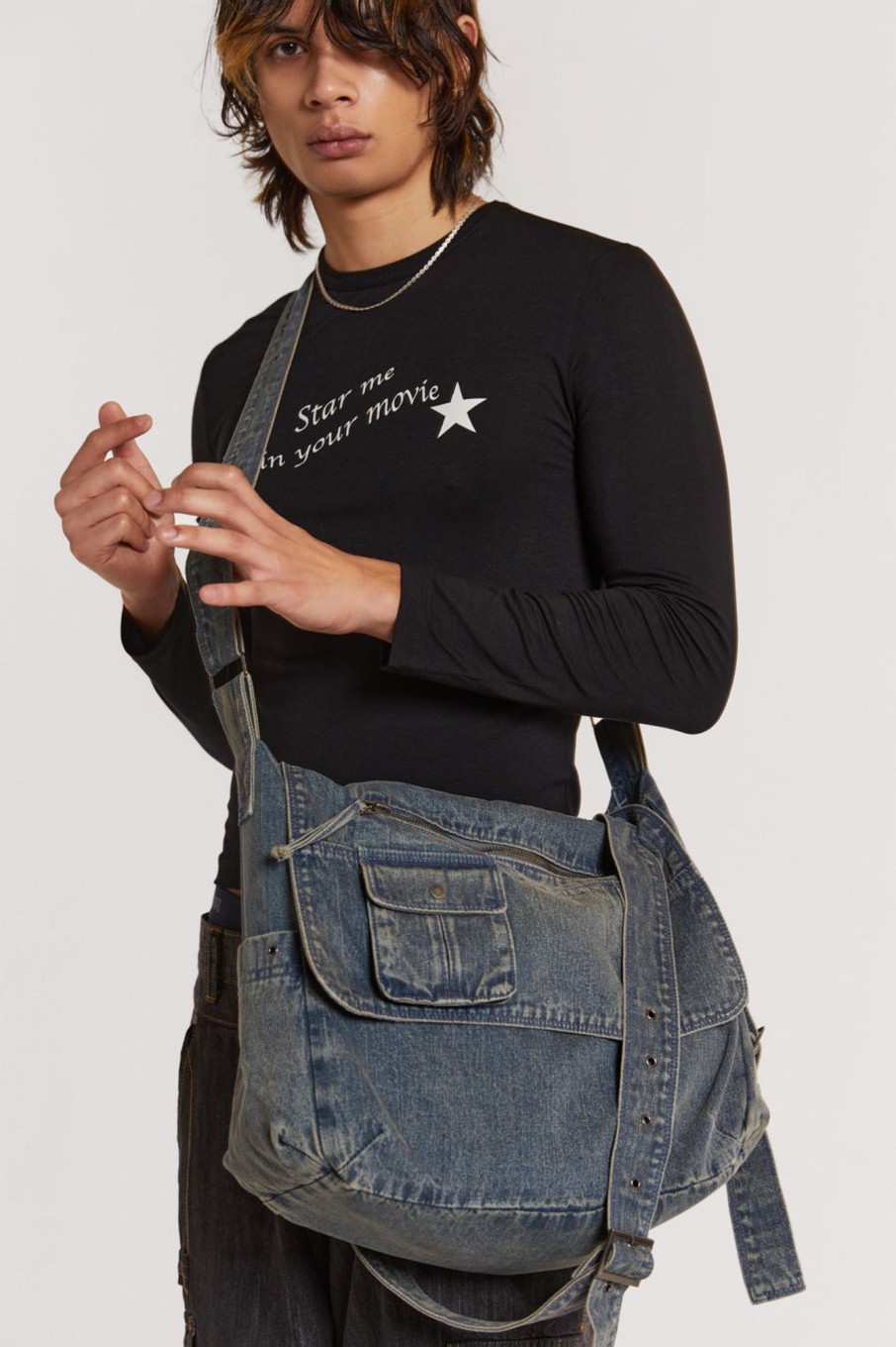 Jaded London Stellar Denim Messenger Bag | Accessories