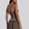 Jaded London Demi Panelled Check Corset Top | Bandeau Tops