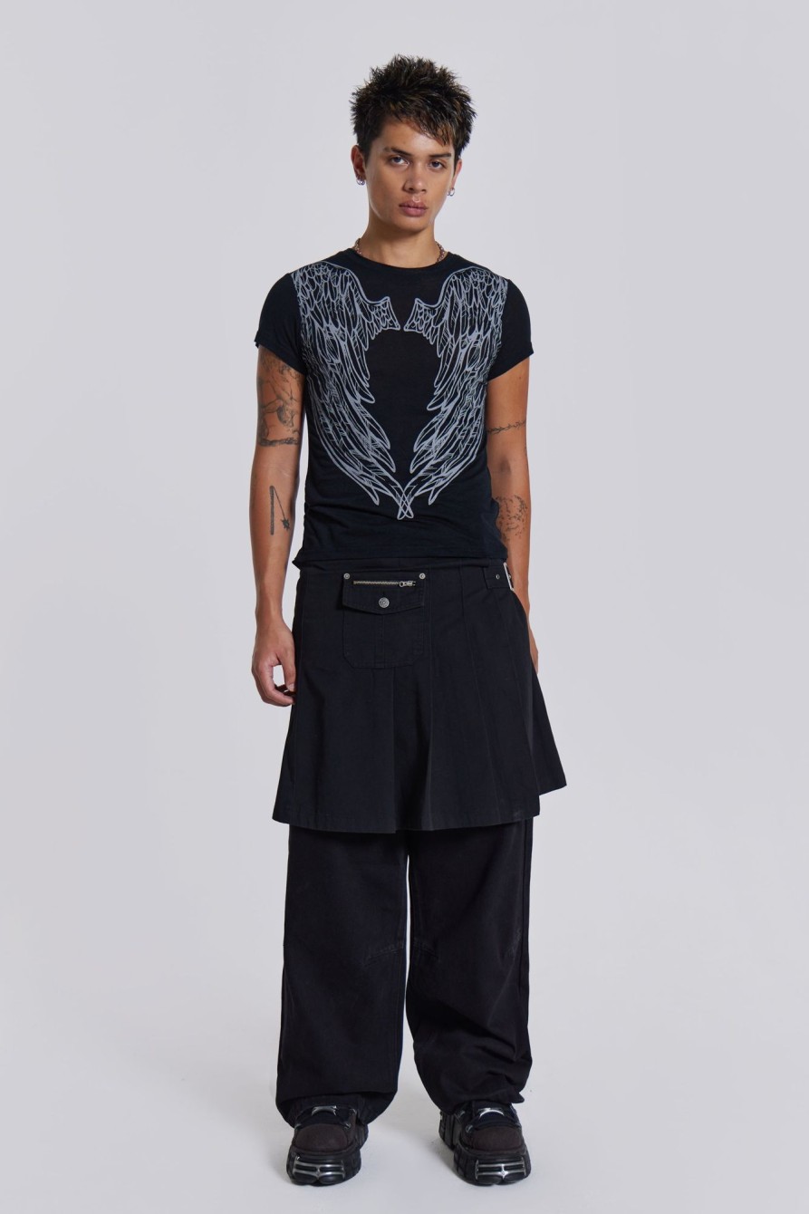 Jaded London Black Anarcho Kilt | Tailoring