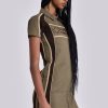 Jaded London Racer Dress In Khaki | Mini Dresses