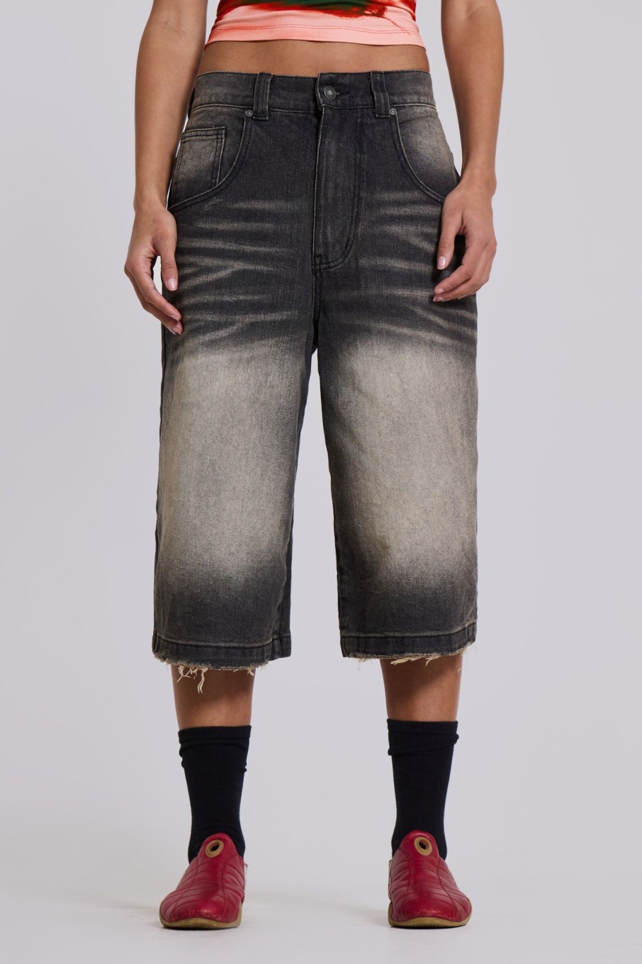 Jaded London Washed Black Colossus Jorts | Jorts