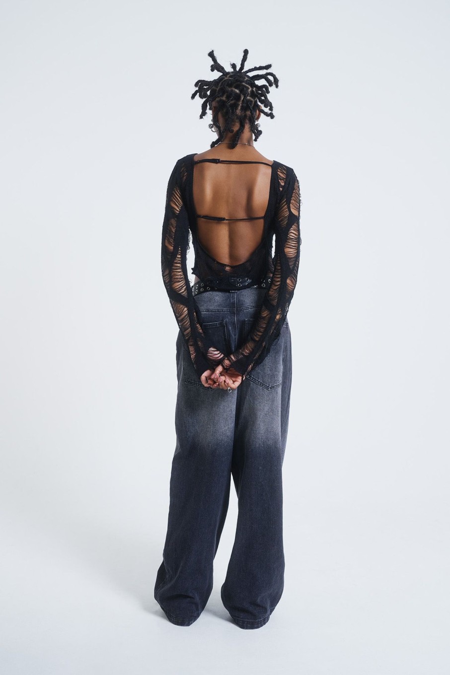 Jaded London Umbra In Distress Shredded Top | Knitwear