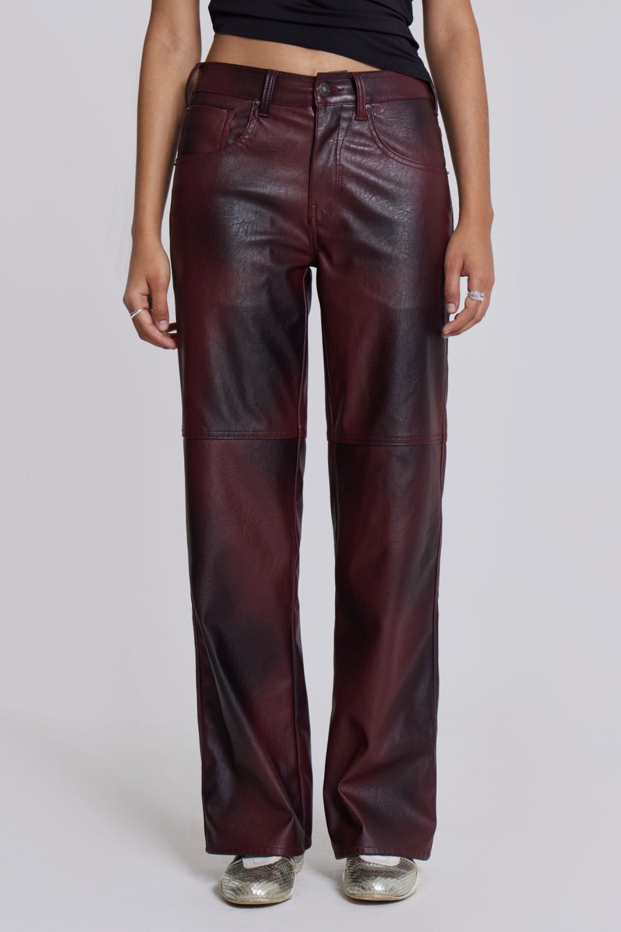 Jaded London Oxblood Faux Leather Pants | Trousers & Pants