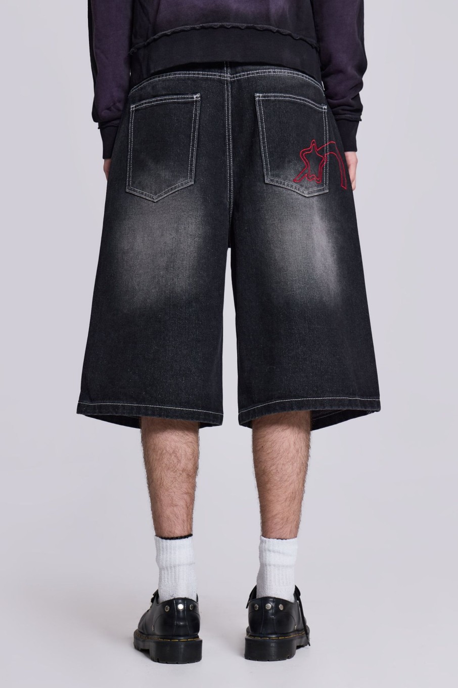 Jaded London Washed Black Jumbo Jorts | Shorts & Jorts