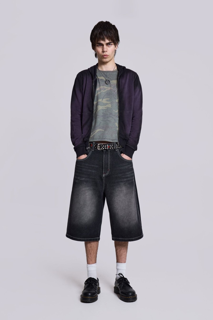 Jaded London Washed Black Jumbo Jorts | Shorts & Jorts