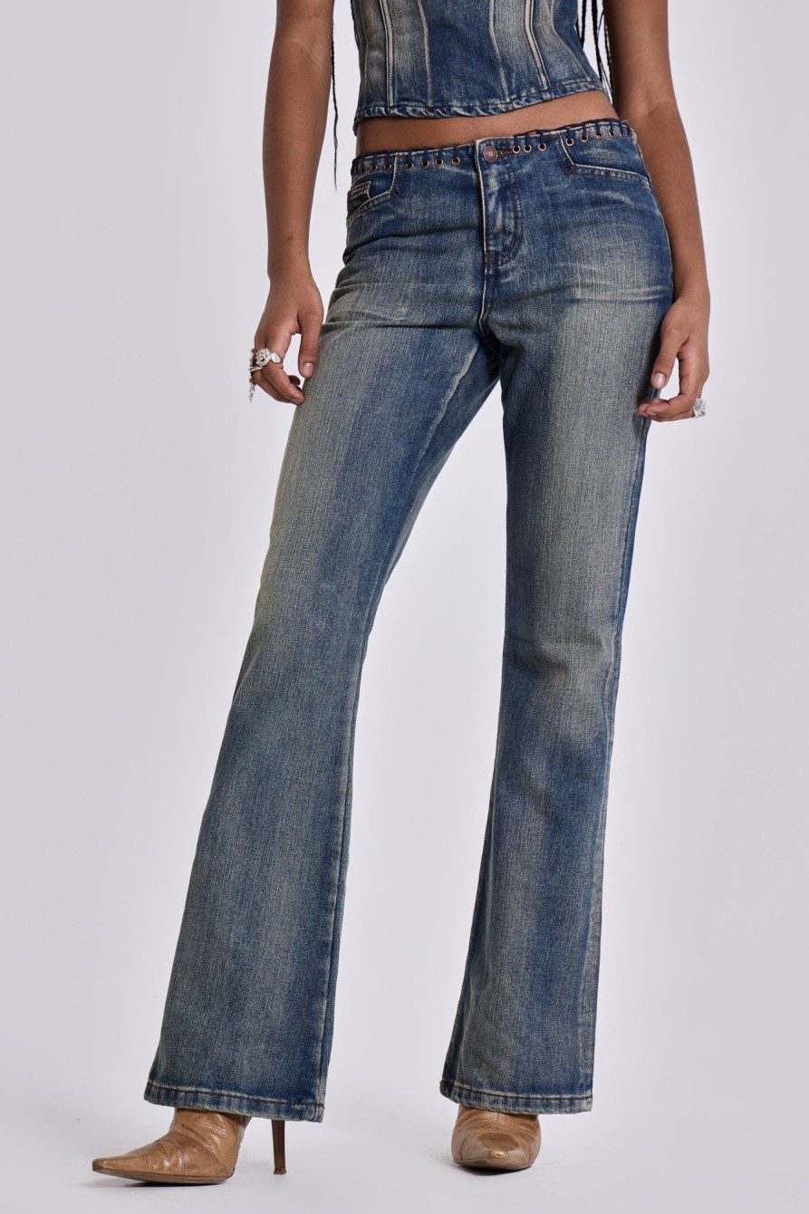 Jaded London Elia Slim Fit Bootcut Jeans | Statement Jeans