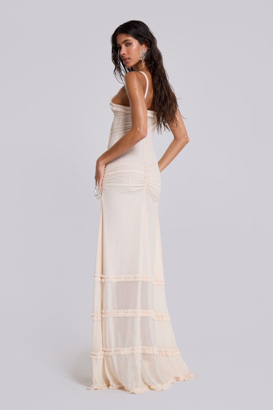 Jaded London Fatale Maxi Dress In Vanilla | Maxi Dresses