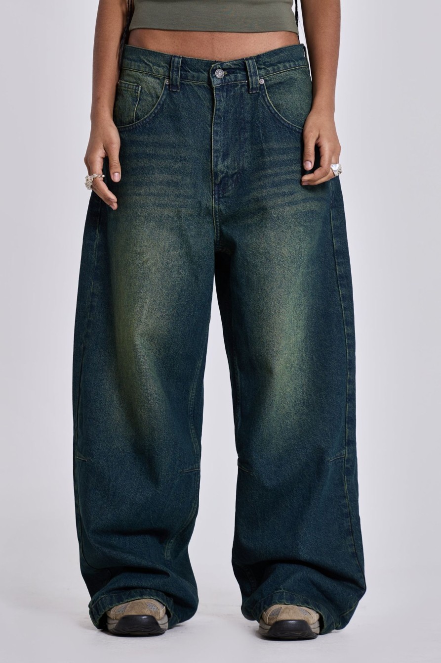 Jaded London Sandblast Blue Wash Colossus Jeans | Baggy Jeans