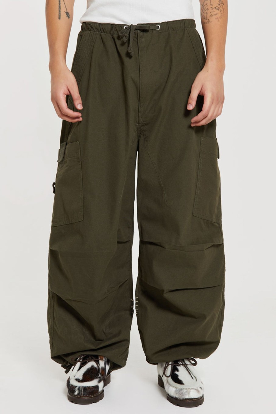 Jaded London Khaki Topograph Parachute Pants | Trousers & Pants