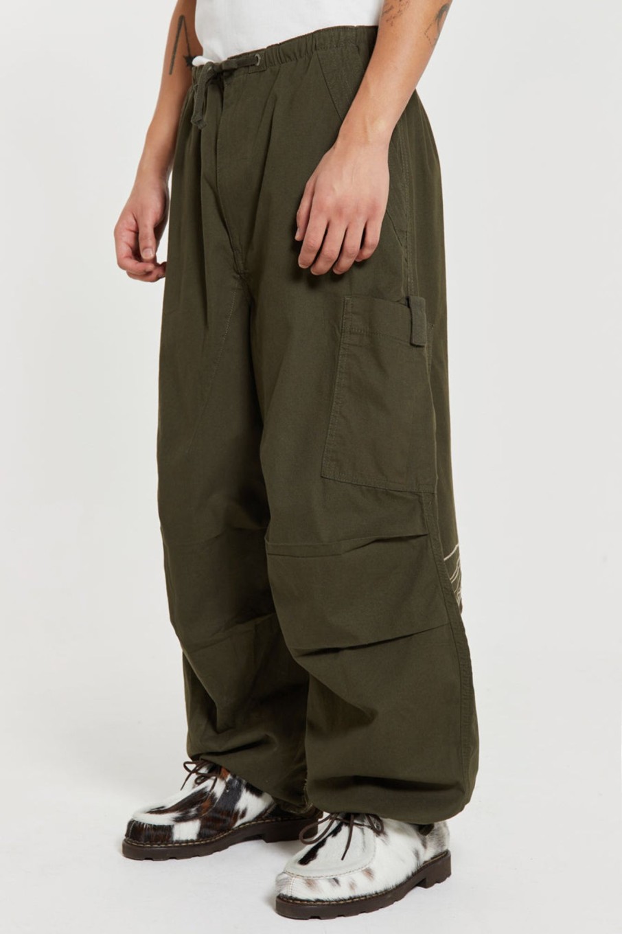 Jaded London Khaki Topograph Parachute Pants | Trousers & Pants