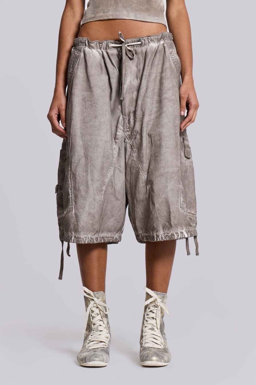 Jaded London Stone Oil Wash Parachute Shorts | Shorts & Jorts