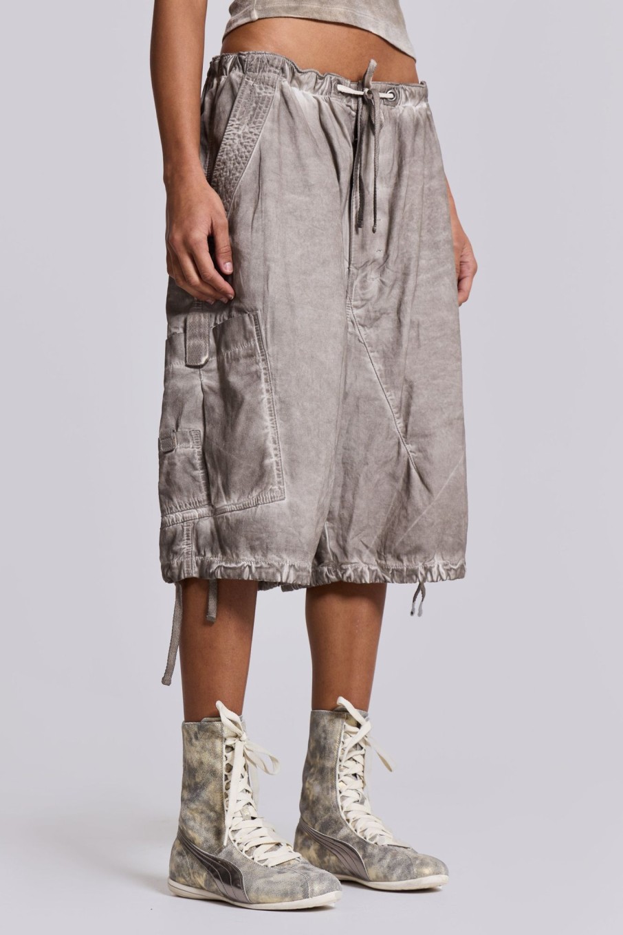 Jaded London Stone Oil Wash Parachute Shorts | Shorts & Jorts