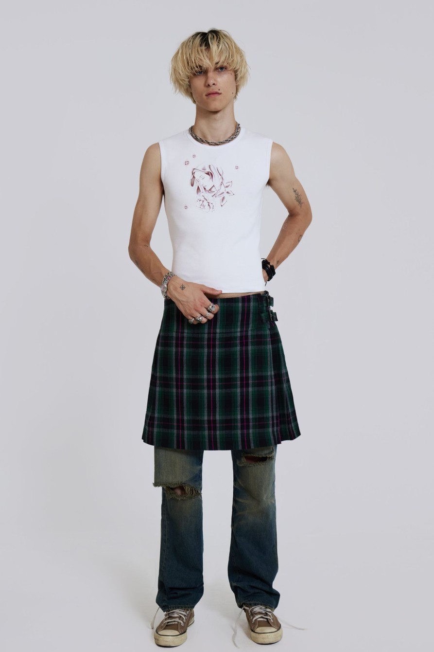 Jaded London Green Check Mini Fraser Kilt | Tailoring