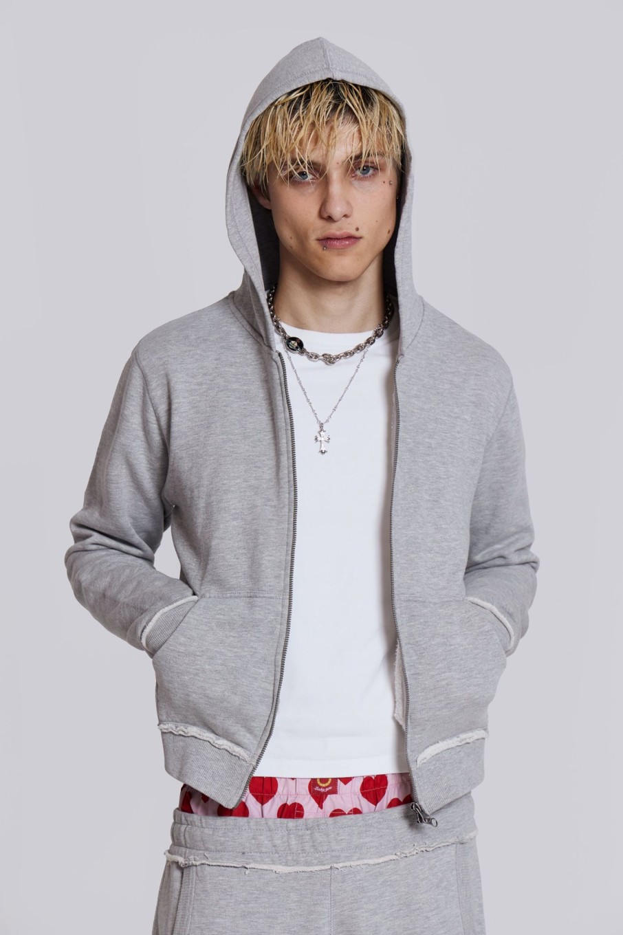 Jaded London Grey Marl Mini Monster Hoodie | Basics