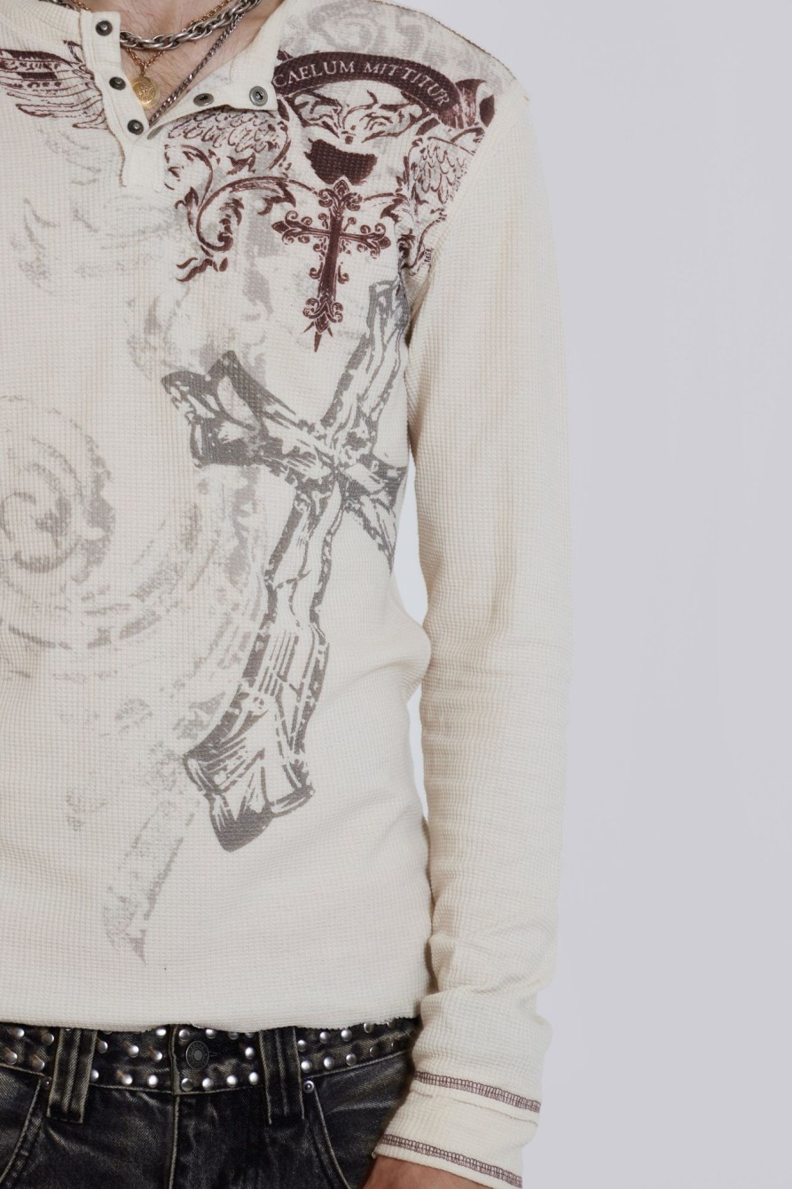 Jaded London Sanctified Waffle Henley | T-Shirts