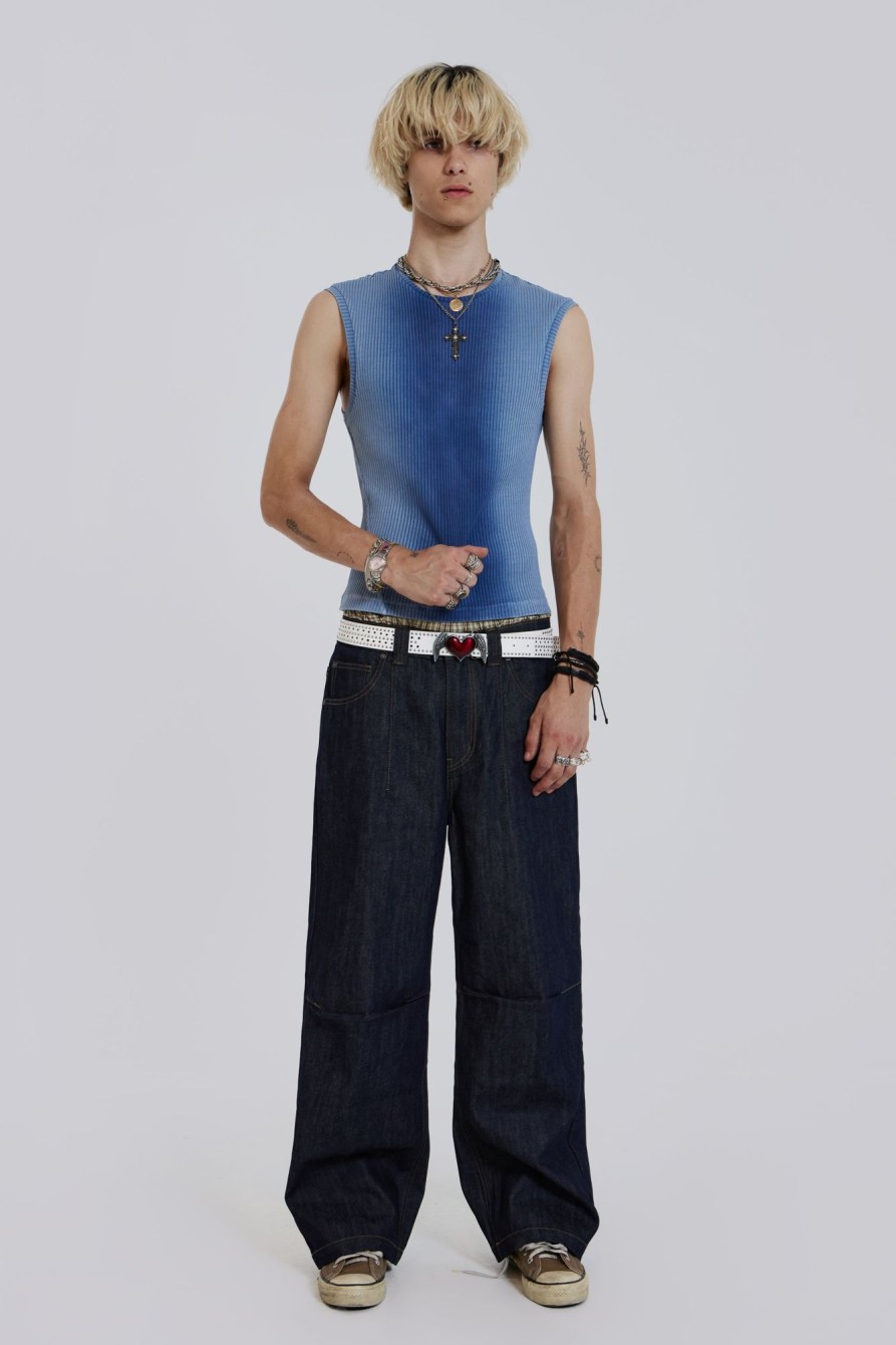 Jaded London Raw Blue Denim Razor Jeans | Jeans