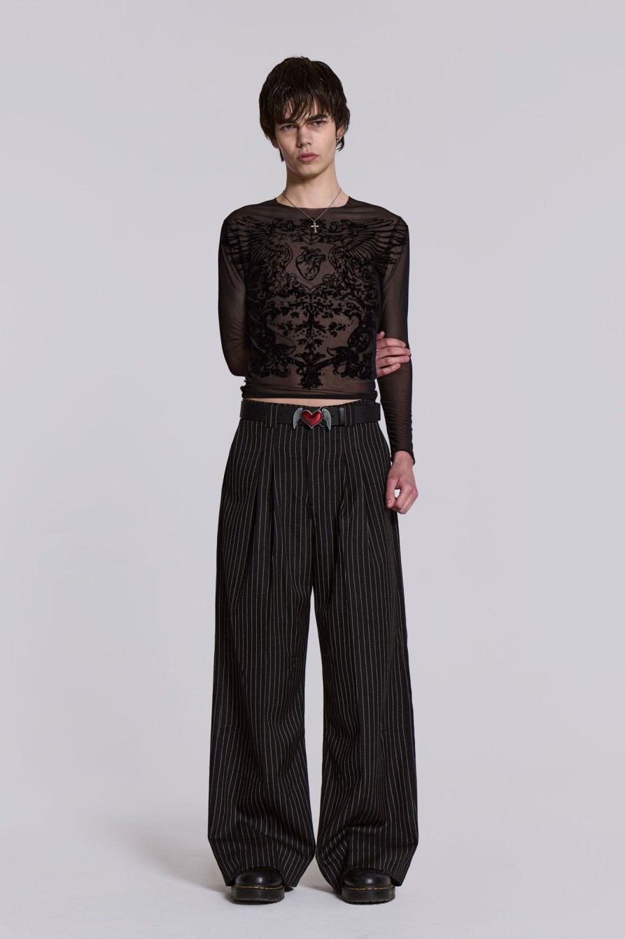 Jaded London Black Pinstripe Goliath Pants | Tailoring