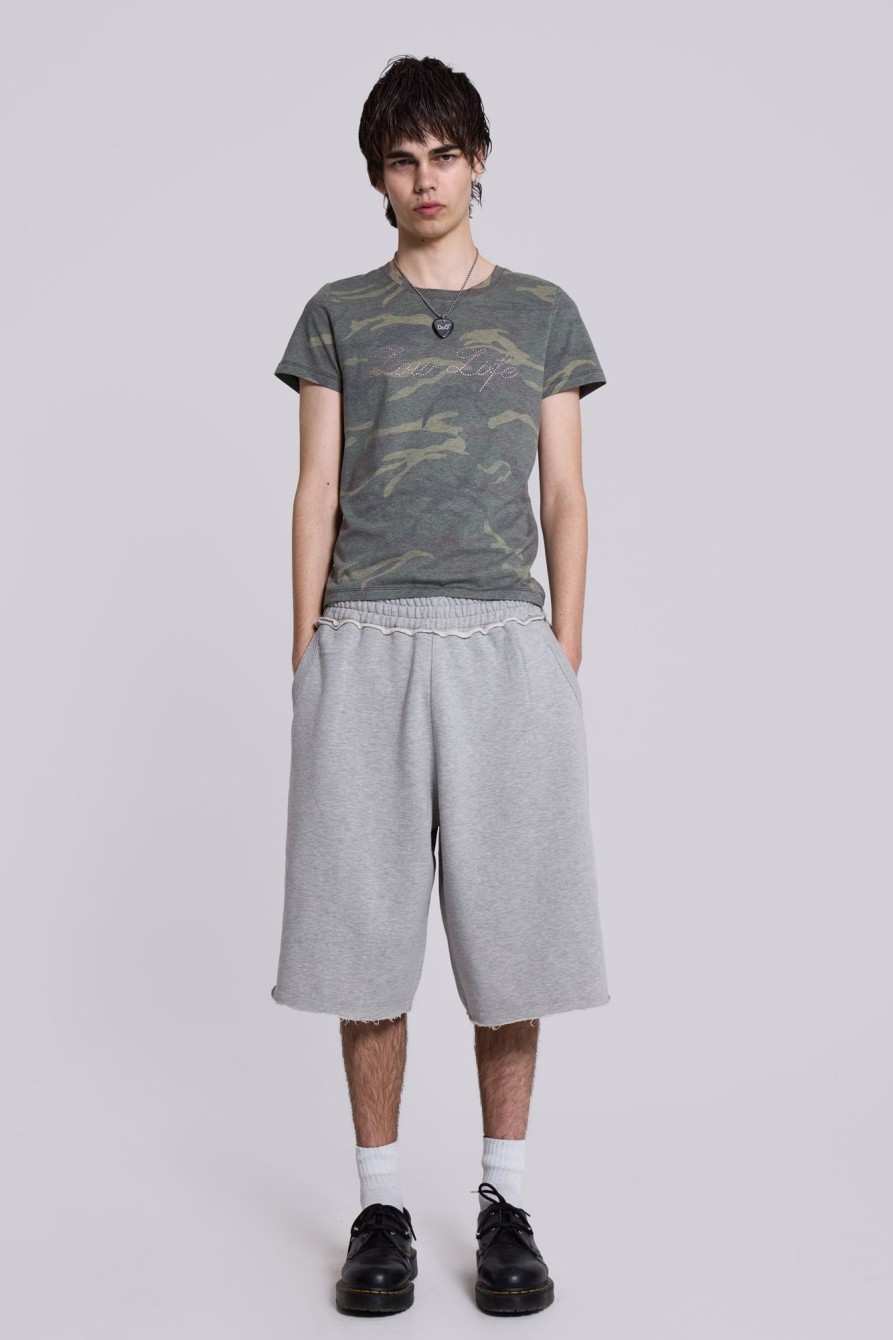 Jaded London Grey Marl Monster Jogger Shorts | Basics