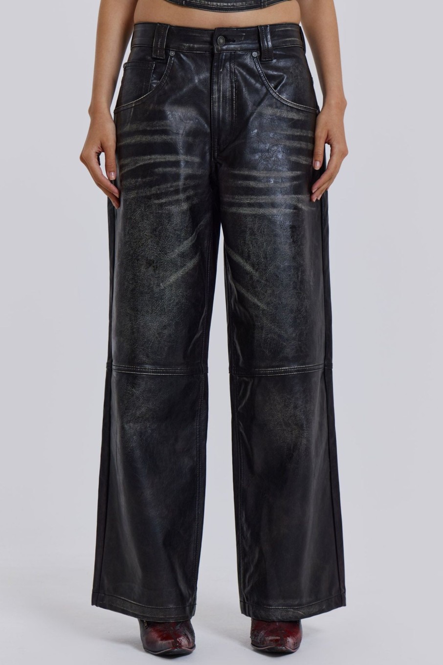 Jaded London Ash Faux Leather Colossus Trousers | Colossus Jeans