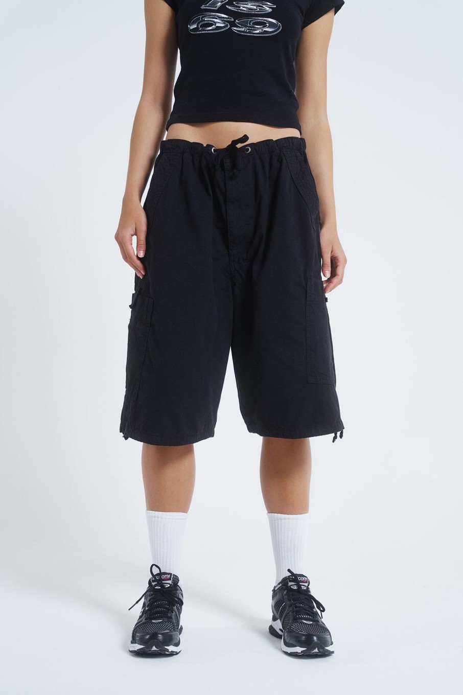 Jaded London Black Parachute Cargo Shorts | Shorts & Jorts