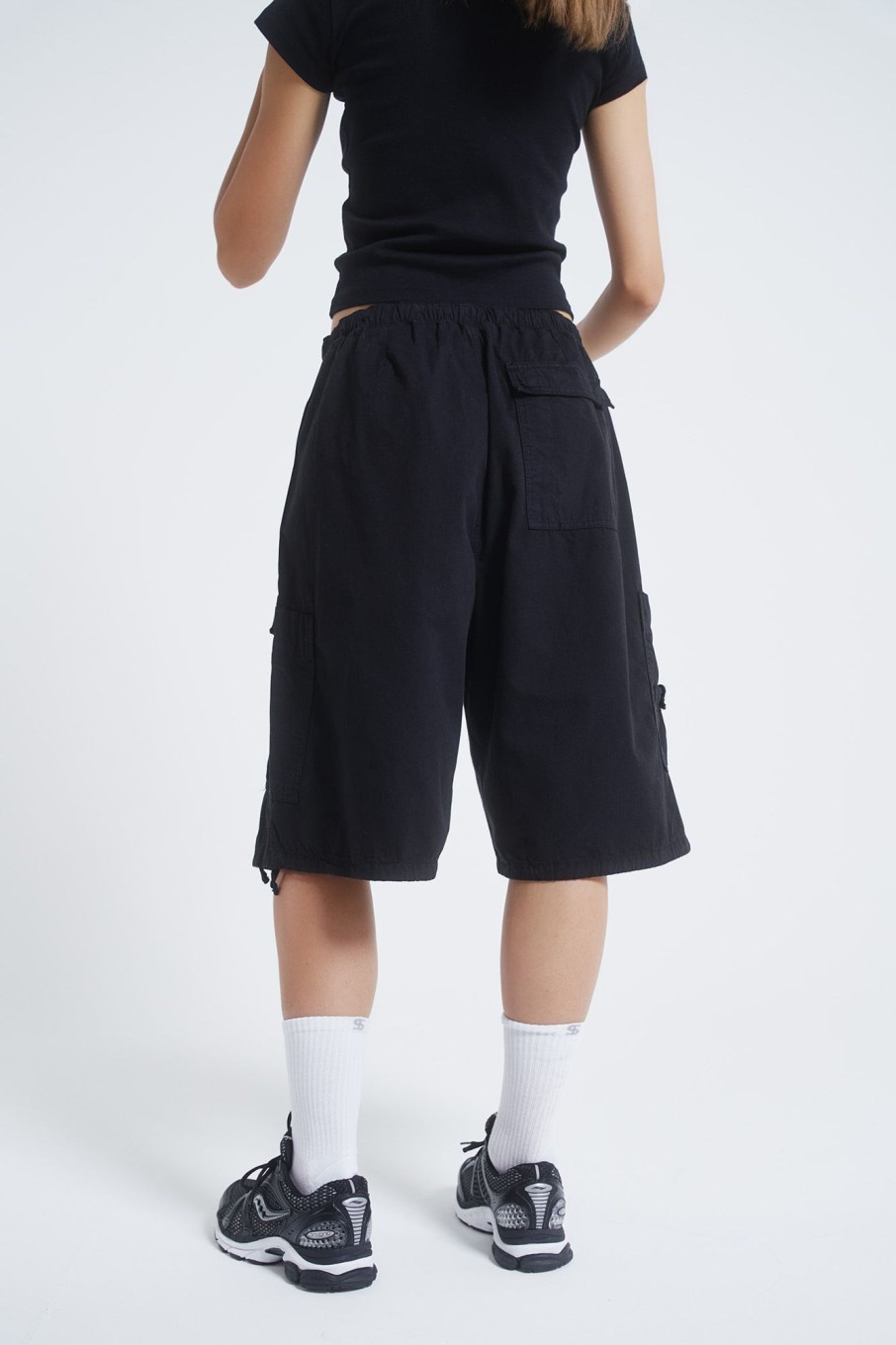 Jaded London Black Parachute Cargo Shorts | Shorts & Jorts