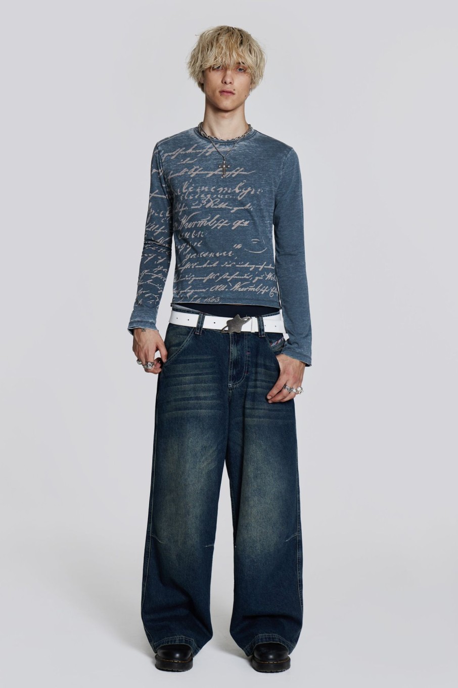 Jaded London Burnout Handwritten Long Sleeve Tee | T-Shirts