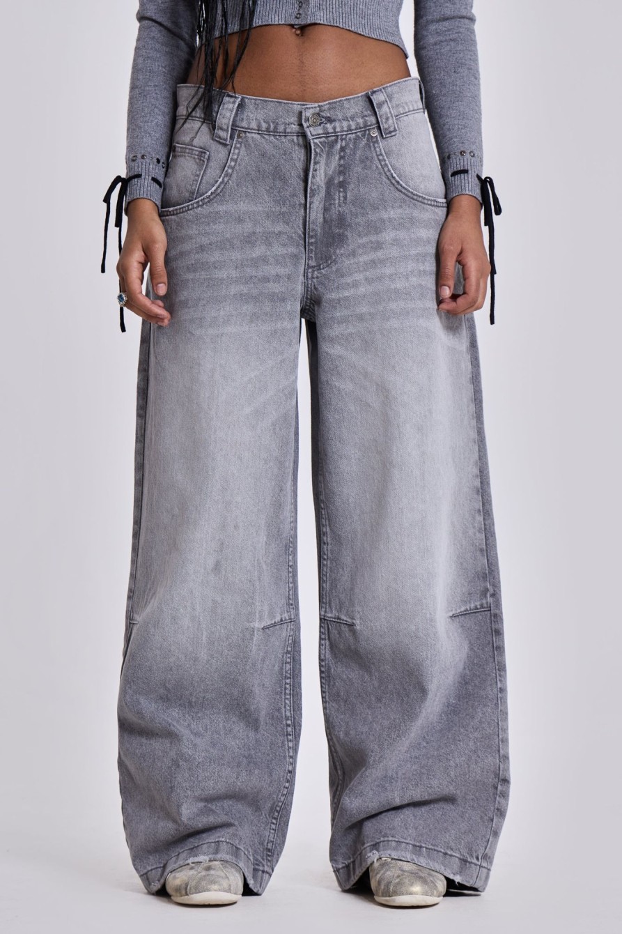 Jaded London Washed Grey Colossus Jeans | Baggy Jeans